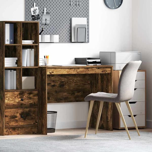 vidaXL Skrivebord Røkt eik 90 x 50 x 76 cm