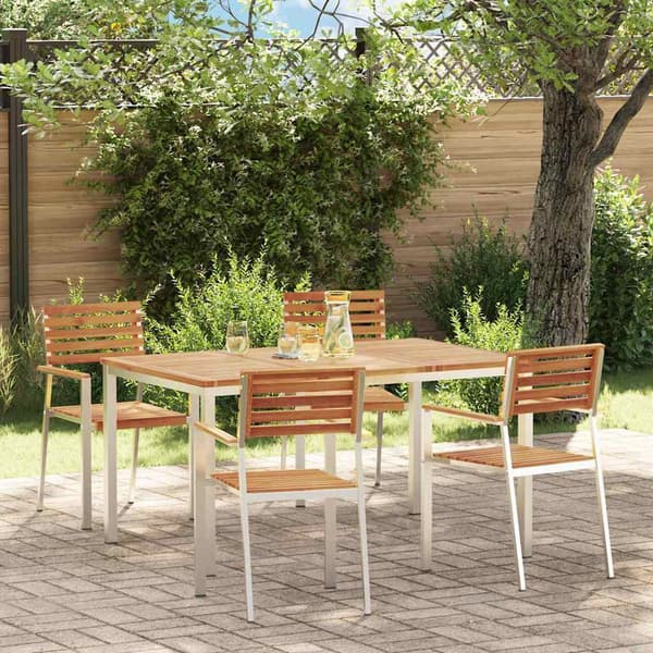 vidaXL Hage Spisegruppe 5 pcs Brun Solid akasietre