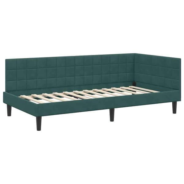 vidaXL Hörnssängram Mörkgrön 90 x 200 cm Sammet