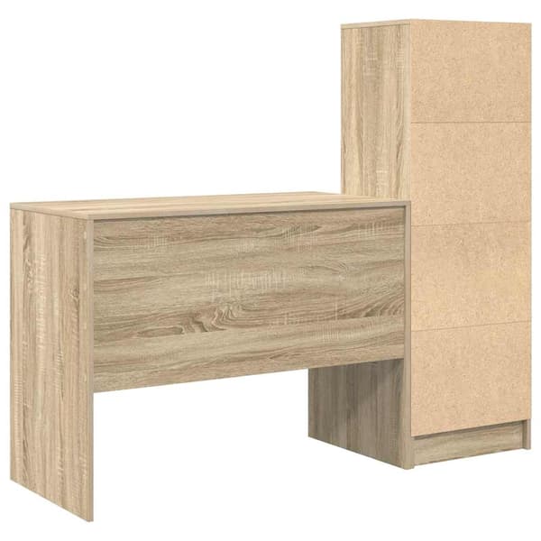 vidaXL Skrivbord med låda 2 pcs Sonoma-ek