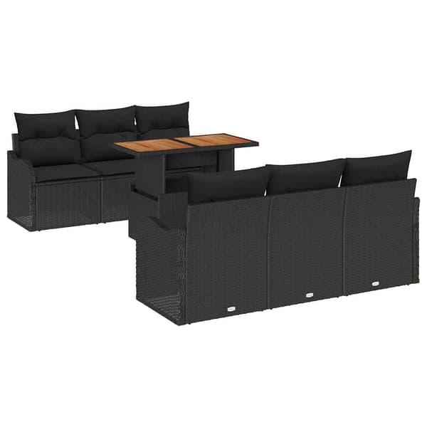vidaXL Trädgårdsoffset med lagring 7 pcs Svart Poly rattan