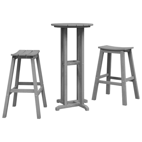 vidaXL Hage bar sett 3 pcs Lysegrå HDPE