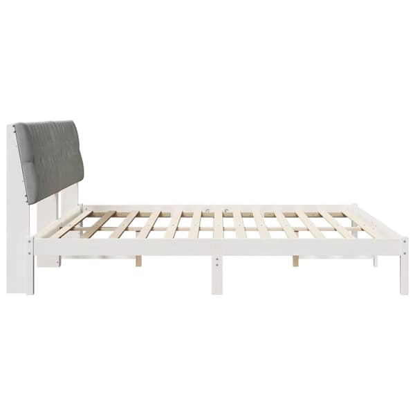 vidaXL Sängram med Vadderad Sänggavel Vit 200 x 200 cm
