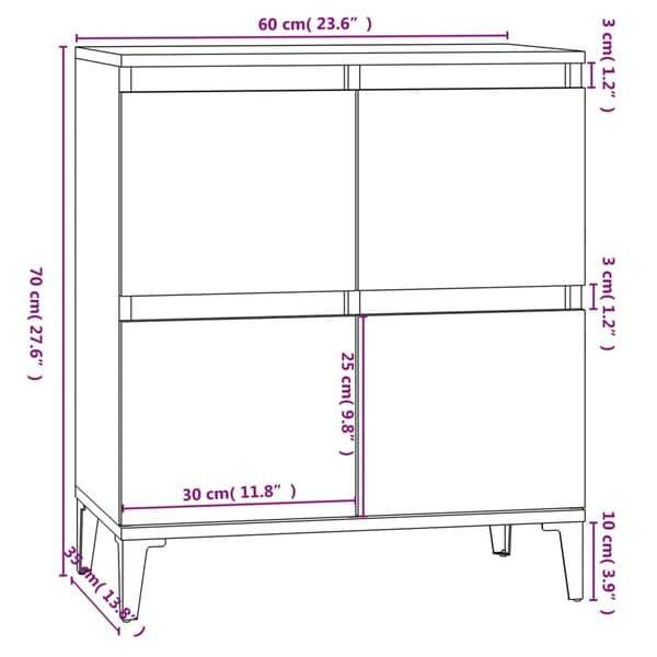 vidaXL Skjenk sonoma eik 60x35x70 cm konstruert tre