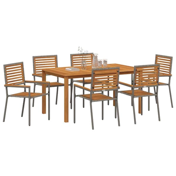 vidaXL Trädgårdsmöbelset 7 pcs Grå Massivt Akaciaträ