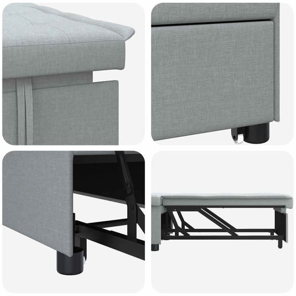 vidaXL Pull Out Sofa Bed Ljusgrå 194 x 50 x 82 cm tyg