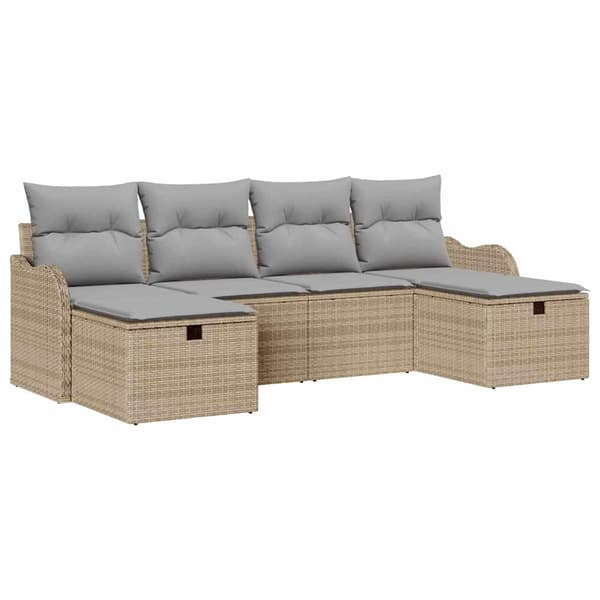 vidaXL Soffset med kudde 6 pcs Beige och Ljusgrå konstrotting