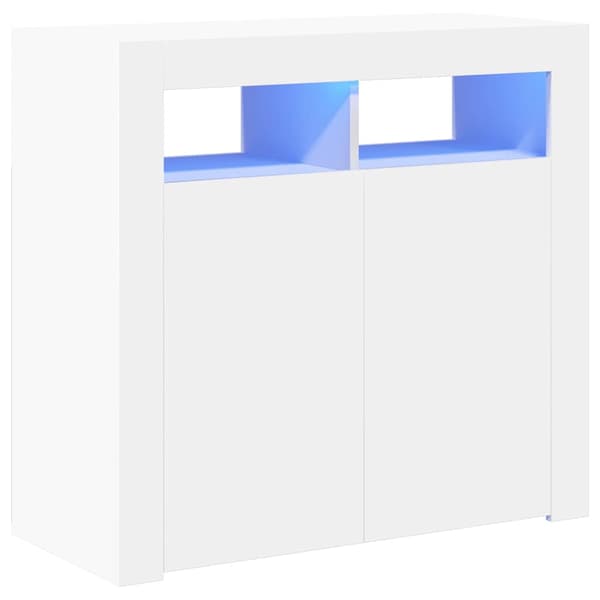 vidaXL Skänk med LED-belysning vit 80x35x75 cm