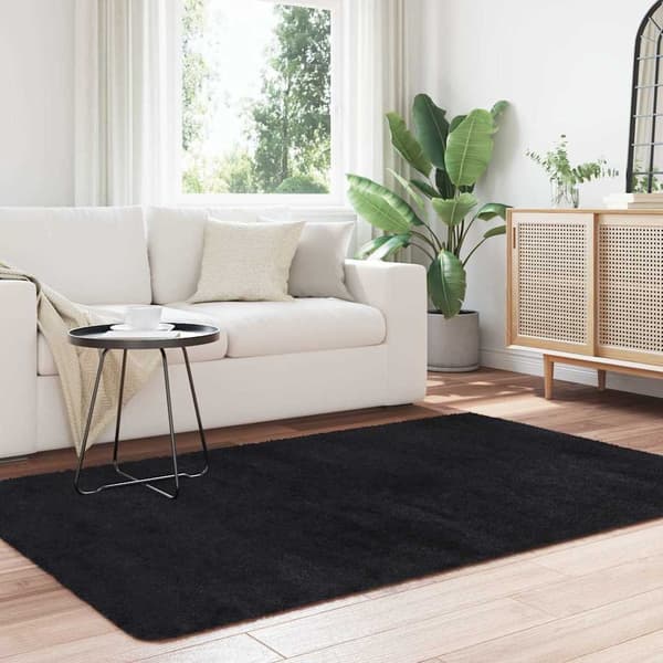 vidaXL Flossteppe med lang luv NAVARRA svart 130x200 cm polyester