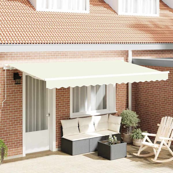 vidaXL Utfällbar markis Kräm 350 x 200 cm tyg