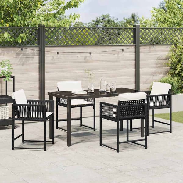 vidaXL Hage Spisegruppe 5 pcs Svart polyrotting