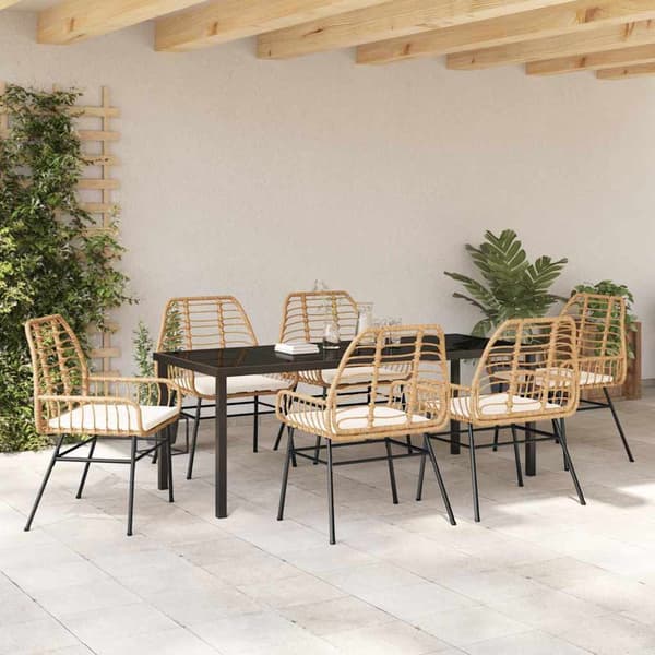 vidaXL Trädgårdsmöbelset 7 pcs Brun konstrotting