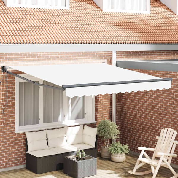 vidaXL Utfällbar markis Vit 350 x 250 cm Polyester och aluminium