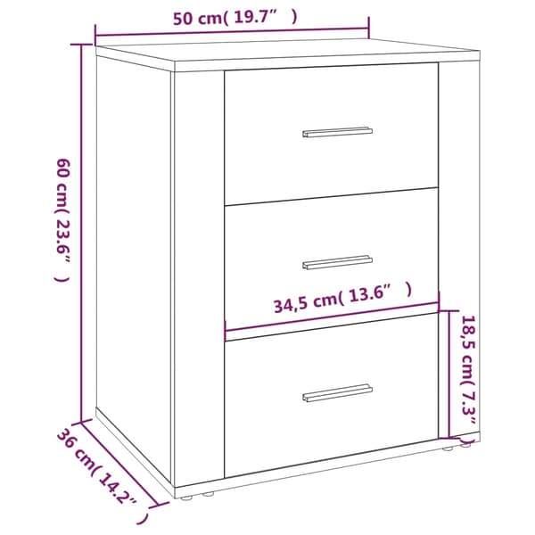 vidaXL Nattbord sonoma eik 50x36x60 cm konstruert tre