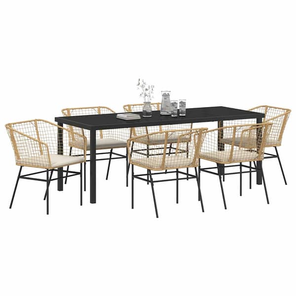 vidaXL Trädgårdsmöbelset 7 pcs Brun konstrotting