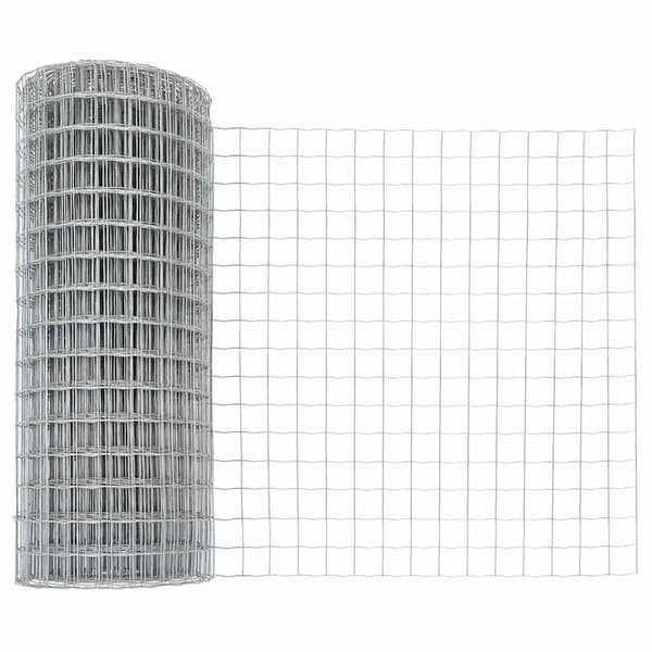 vidaXL Gjerde med stolpe sølv 0,8 x 10 m Stål