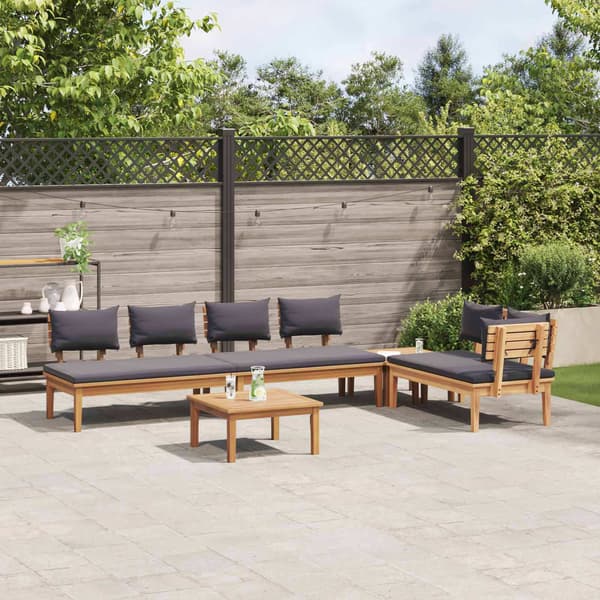 vidaXL Hagesofa Set 5 pcs Brun og Grå
