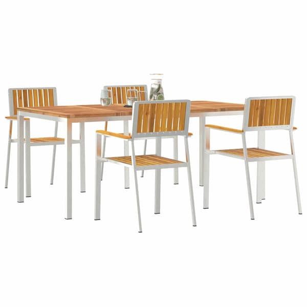 vidaXL Utendørs spisestue sett 5 pcs Brun Solid akasietre