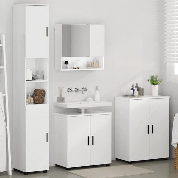 vidaXL Badrumsmöbelset 4 delar Högglans vit 61 x 35 x 64 cm