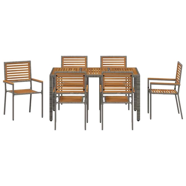 vidaXL Hage Spisegruppe 7 pcs Grå og Brun polyrotting
