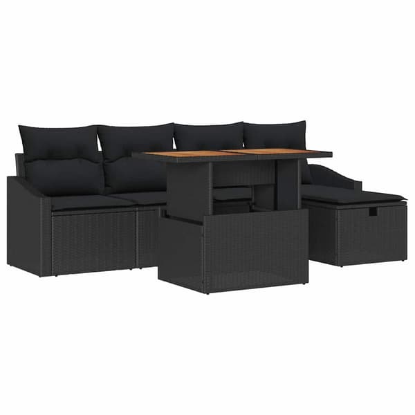 vidaXL Trädgårdsoffset 6 pcs Svart konstrotting