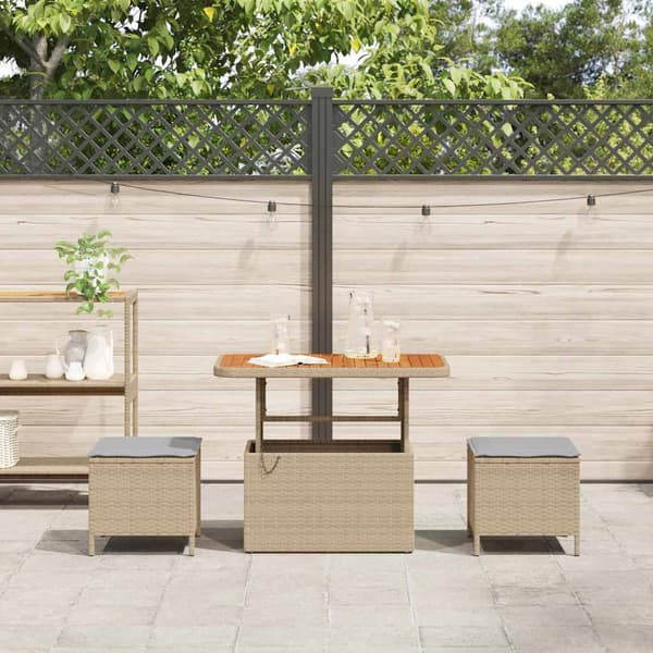 vidaXL Trädgårdsmöbelset Beige konstrotting