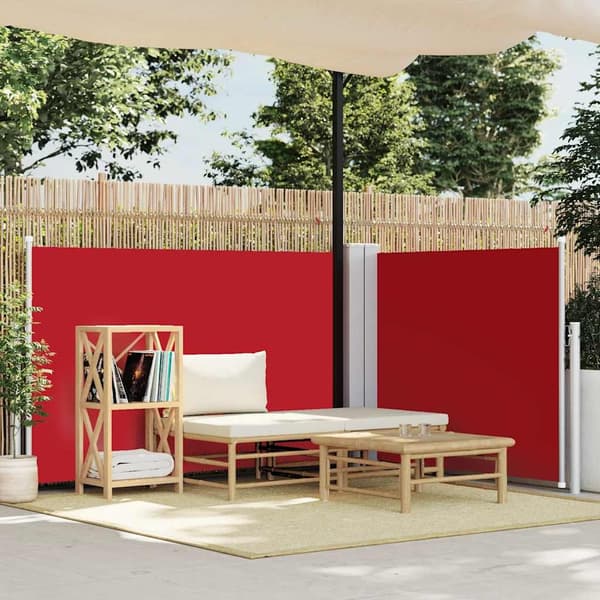vidaXL Infällbar sidomarkis röd 120x1000 cm