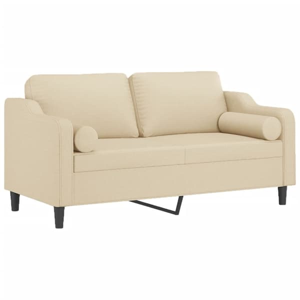 vidaXL 2-sits soffa med prydnadskuddar gräddvit 140 cm tyg