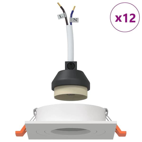 vidaXL Spotlight 12 pcs Vit 9 x 9 x 2 cm Aluminium
