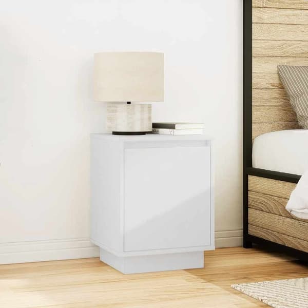 vidaXL Nattskap med LED-lys Hvit 38x34x50 cm