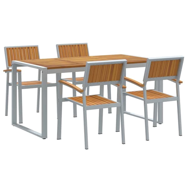 vidaXL Trädgårdsmöbelset 5 pcs Grå Massivt Akaciaträ