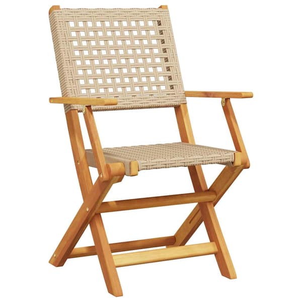 vidaXL Bistrosett 3 deler beige polyrotting og heltre