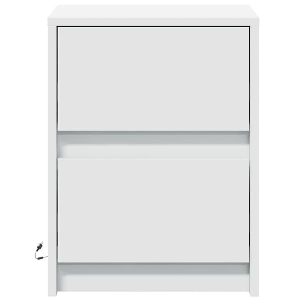 vidaXL Nattbord med LED 2 stk hvit konstruert tre