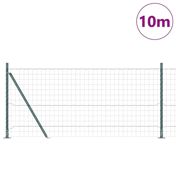 vidaXL Stängsel med stolpe Grön 1 x 10 m Stål