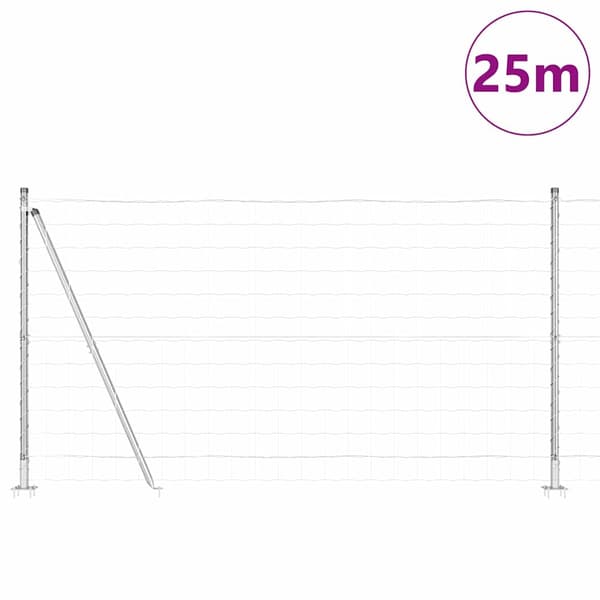vidaXL Gjerde med stolpe sølv 1,2 x 25 m Stål