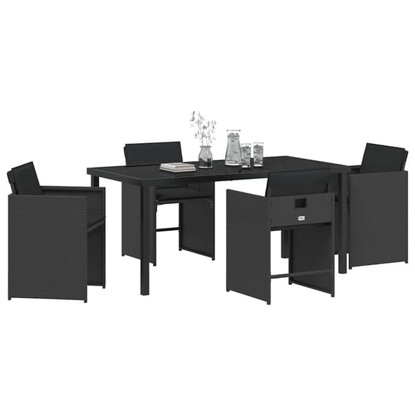 vidaXL Hage Spisegruppe 5 pcs Svart polyrotting