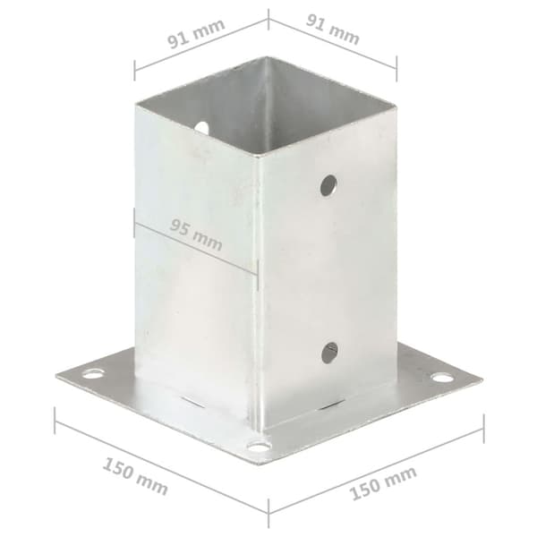 vidaXL Stolpfot 4 st galvaniserad metall 91 mm