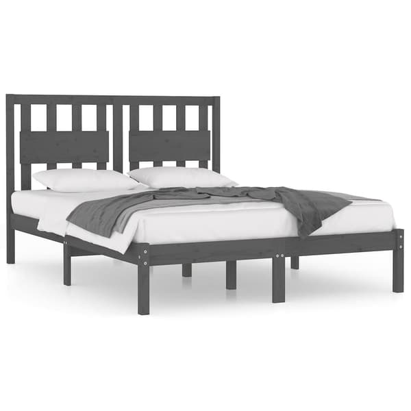 vidaXL Sengeramme grå heltre furu 200x200 cm