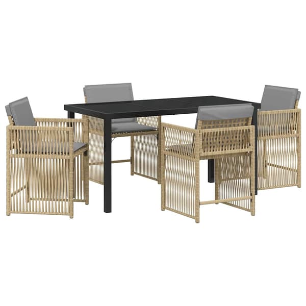 vidaXL Hage Spisegruppe 5 pcs Beige polyrotting