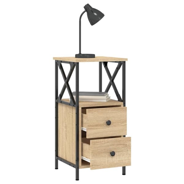 vidaXL Nattbord 2 stk sonoma eik 34x35,5x70 cm konstruert tre