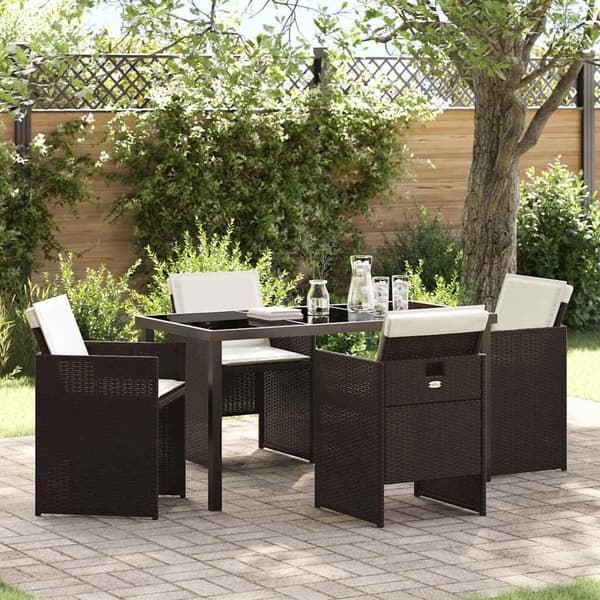 vidaXL Hage Spisegruppe 5 pcs Brun polyrotting