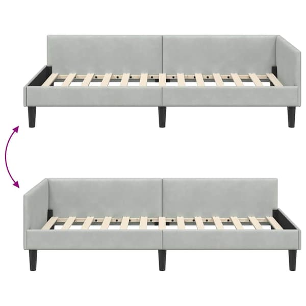 vidaXL Sängram Ljusgrå 100 x 200 cm Sammet och konstruerat trä