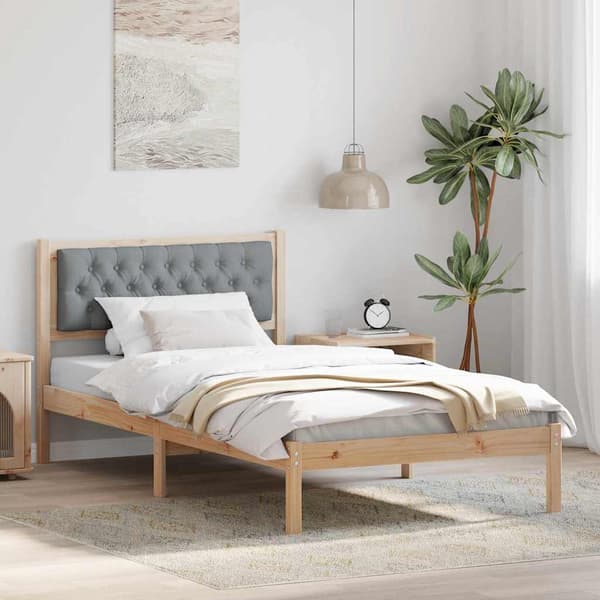 vidaXL Sänggavel med sängram Ljusgrå 100 x 200 cm tyg