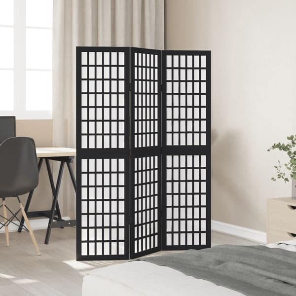 vidaXL Romdeler 3 paneler svart heltre keisertre