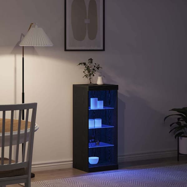 vidaXL LED sideboard Svart Eik 41 x 37 x 100 cm Konstruert tre