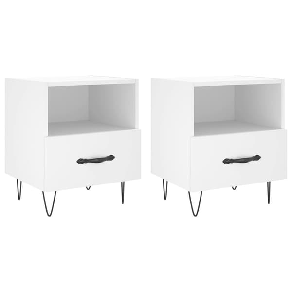 vidaXL Sängbord 2 st vit 40x35x47,5 cm konstruerat trä