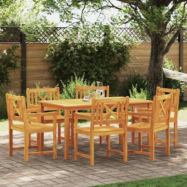 vidaXL Hage Spisegruppe 7 pcs Brun Solid akasietre