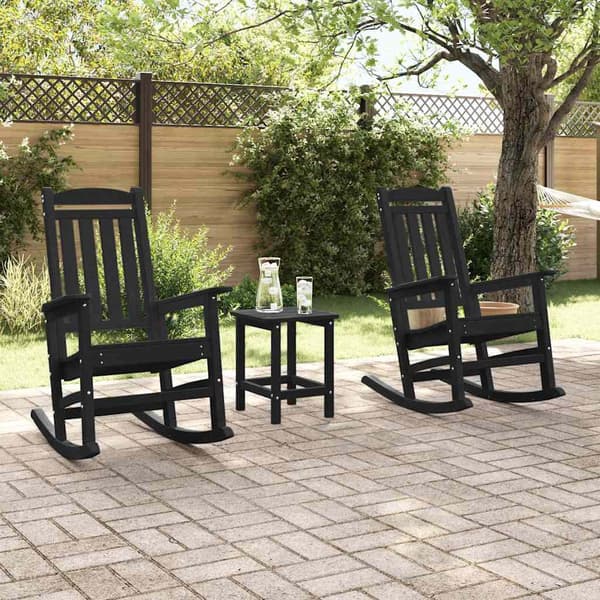 vidaXL Gungstol 3 pcs Svart polyeten