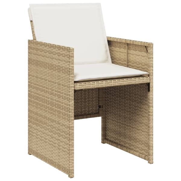 vidaXL Trädgårdsstolar med dynor 4 st beige konstrotting