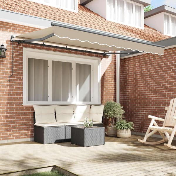 vidaXL Utfällbar markis Beige 250 x 200 cm tyg